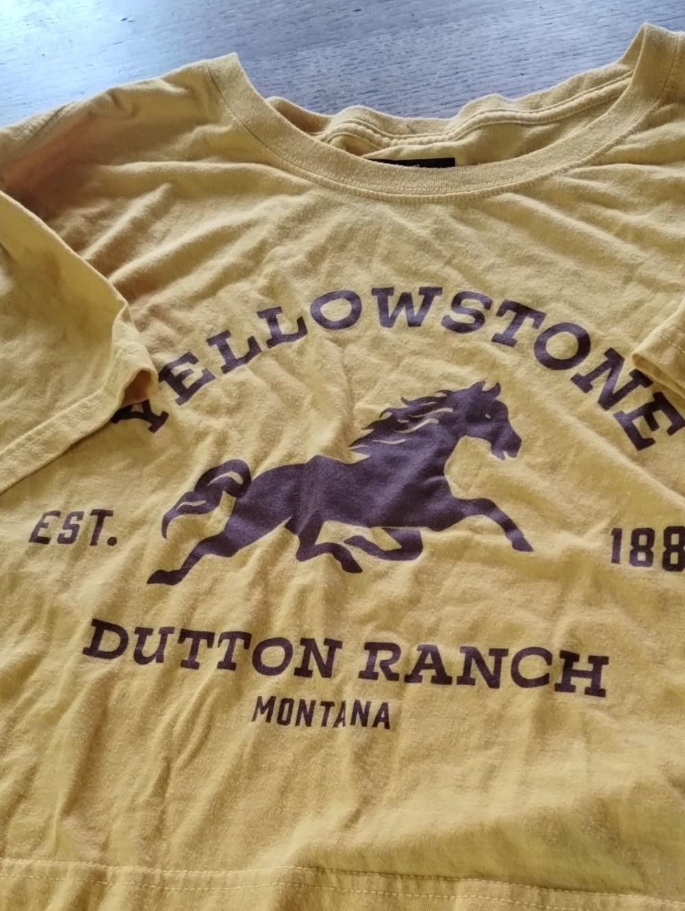 Wrangler Yellow Tee with Purple Yellowstone Horse Graphic
